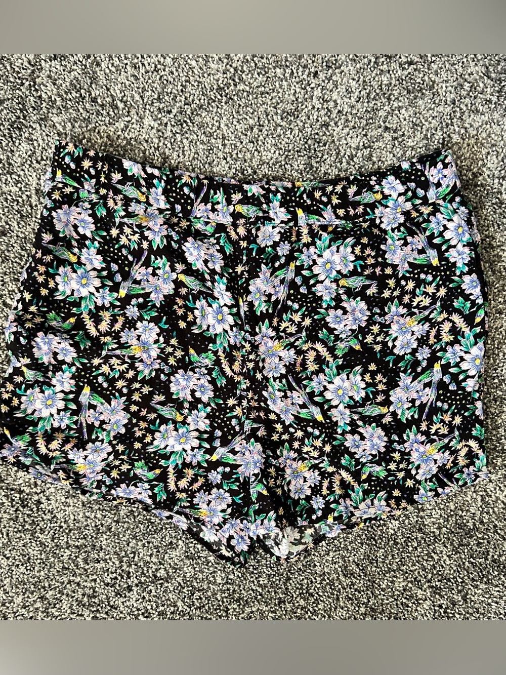 Anthropologie Black Floral High-Waist Women's Shorts